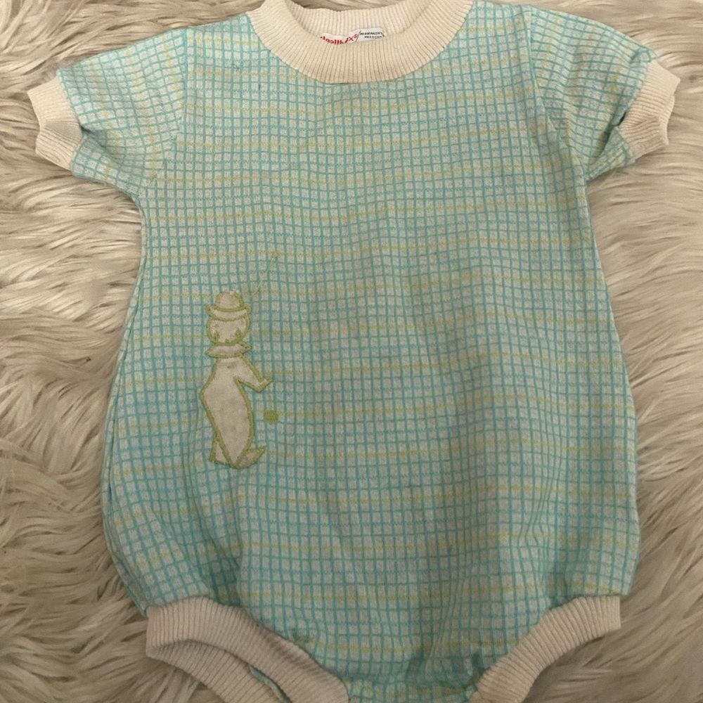 Vintage Healthtex baby blue onesie 12m g03